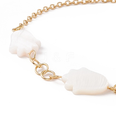 Synthetic Shell Hamsa Hand Link Bracelet BJEW-F431-05G-1