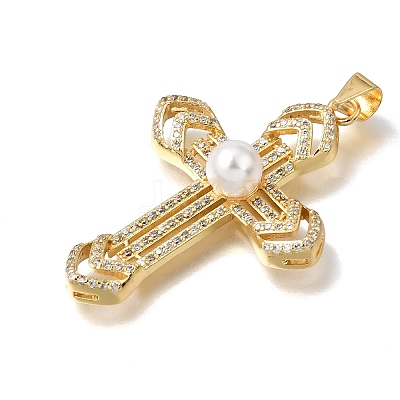 Brass Micro Pave Clear Cubic Zirconia Pendants CU-CBA9883-03A-G-1