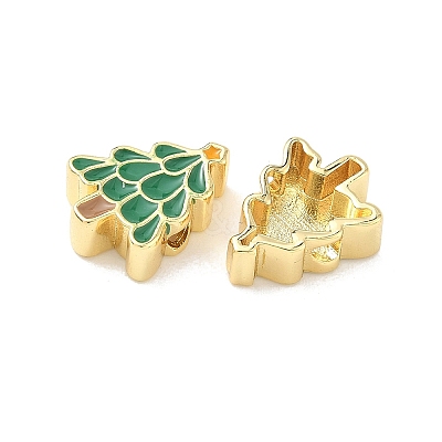 Christmas Brass Enamel Beads KK-I474-G23-1