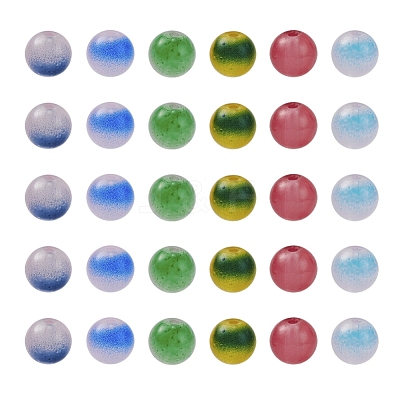 6 Style Spray Painted Glass Beads Strands GGLA-YW0001-08-1