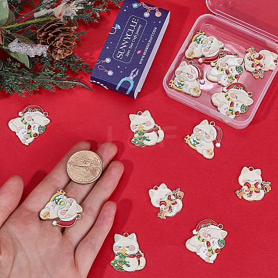 16Pcs 4 Styles Christmas Theme Alloy Enamel Pendants ENAM-SC0005-35-1
