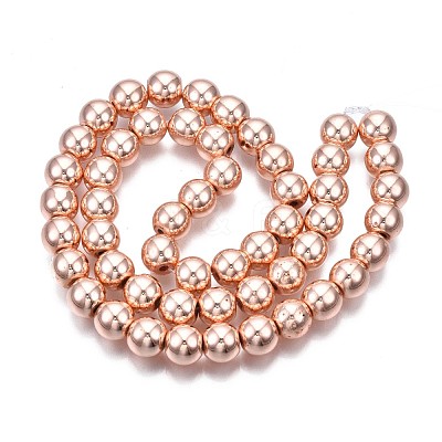 Electroplate Non-magnetic Synthetic Hematite Beads Strands G-Q466-8mm-03-1