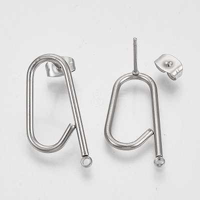 Left and Right Non-Tarnish 304 Stainless Steel Stud Earring Findings LS-X-STAS-S079-142A-1