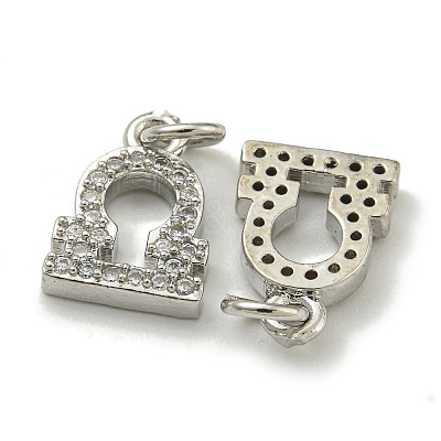 Rack Plating Brass Micro Pave Cubic Zirconia Pendants KK-K386-02C-P-1