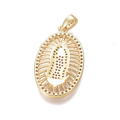 Religion Theme Brass Micro Pave Cubic Zirconia Pendants ZIRC-I032-71G-1