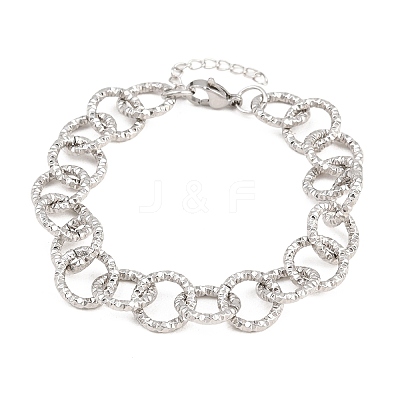 Hammered 304 Stainless Steel Rolo Chain Bracelets for Women BJEW-A160-10P-1