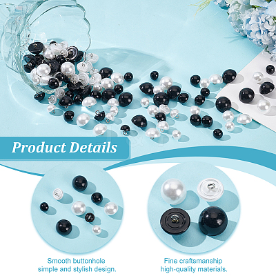 120pcs 6 styles Plastic Imitation Pearl Button FIND-PH0017-42-1
