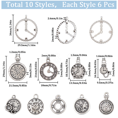 60Pcs 10 Styles Alloy Pendants FIND-SC0006-70-1
