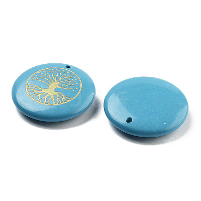 Dyed Synthetic Turquoise Carved Pendants G-H007-06H-1