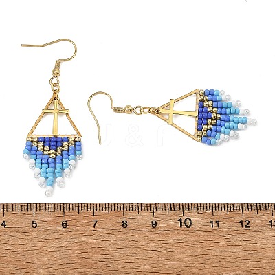 Glass Beads Braided Dangle Earrings EJEW-MZ00786-1