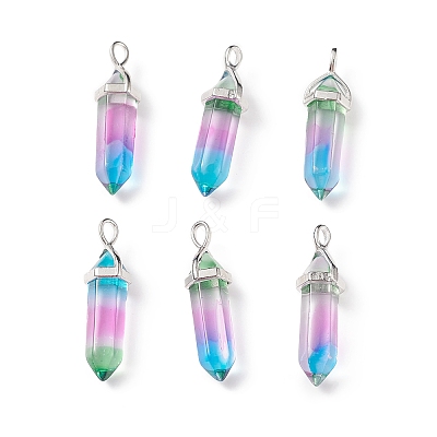 Faceted Bullet Glass Pointed Pendants KK-E282-01P-07-1