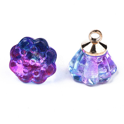 Transparent Spray Painted Glass Charms GLAA-S054-27A-1