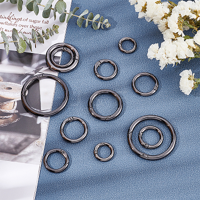 20Pcs 5 Style Alloy Spring Gate Ring PALLOY-PH0001-72B-1