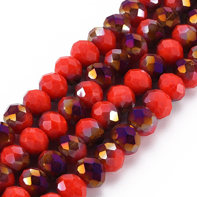 Electroplate Opaque Glass Beads Strands EGLA-A034-P8mm-F20-1