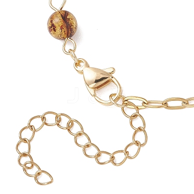 Natural Amber Beads Link Bracelets BJEW-JB13484-01-1