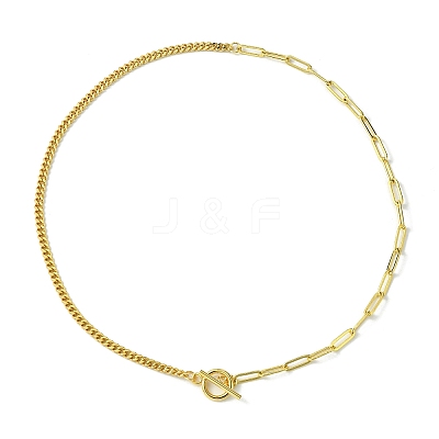 Brass Curb & Paperclip Chain Necklaces with Toggle Clasps NJEW-JN04609-1