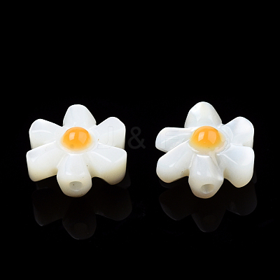 Natural White Shell Enamel Beads SSHEL-N034-125B-01-1