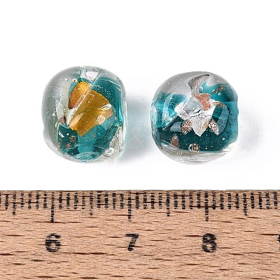 Handmade Gold & Silver Foil Glass Beads FOIL-Q003-01F-1