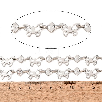 304 Stainless Steel Butterfly & Rhombus Link Chains SA-CBAE0F2-10P-1