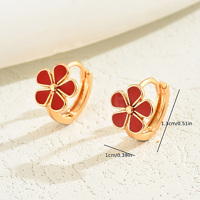 Elegant Brass Flower Hoop Earrings UD7132-1