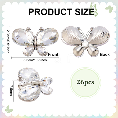 Platinum Tone Alloy Rhinestone Butterfly Cabochons DIY-FG0009-98B-1