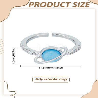 1Pc Brass Micro Pave Cubic Zirconia Open Cuff Rings for Women RJEW-LP0002-22-1