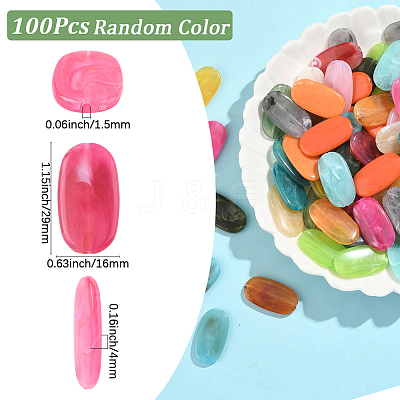 100Pcs Oval Imitation Gemstone Acrylic Beads OACR-SP0001-65-1