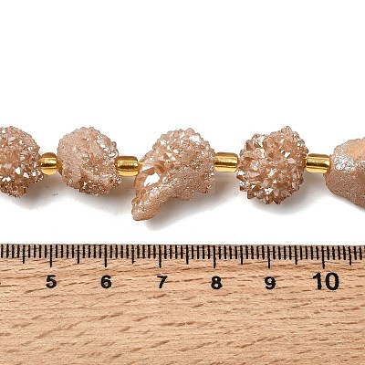 Electroplated Natural Druzy Agate Beads Strands G-G289-02D-1