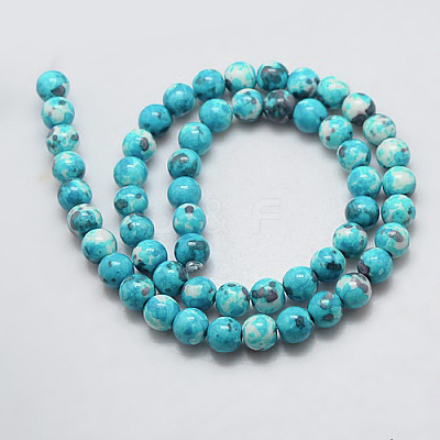 Synthetic Ocean White Jade Beads Strands G-L019-8mm-05-1