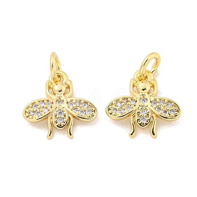 Brass Micro Pave Clear Cubic Zirconia Charms KK-Z044-15A-1