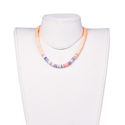 Handmade Polymer Clay Heishi Beaded Necklaces NJEW-JN02449-01-1
