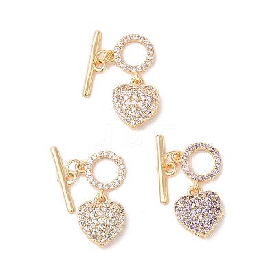 Brass Micro Pave Cubic Zirconia Toggle Clasps KK-B100-066G-1