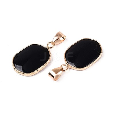 Natural Black Onyx(Dyed & Heated) Pendants G-N349-04A-G-1