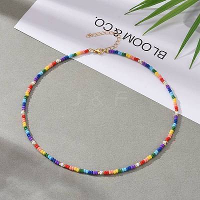 Glass Seed Beads Beaded Necklaces NJEW-JN03501-1