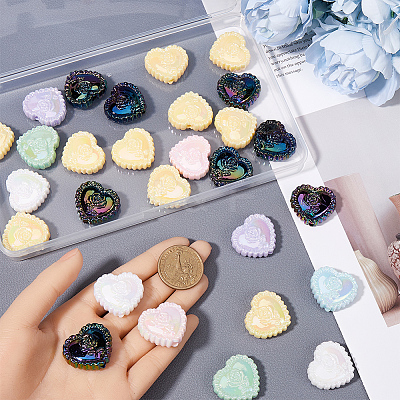 30Pcs UV Plating Iridescent Acrylic Beads OACR-SP0001-31-1