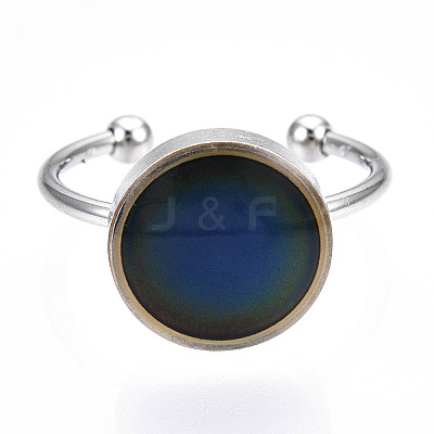 Flat Round Mood Ring RJEW-T025-01P-1