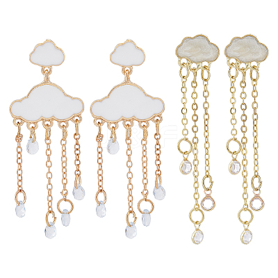 2 Pairs 2 Style Alloy Cloud Chandelier Earrings EJEW-FI0002-24-1