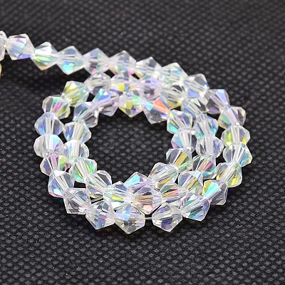 Imitate Austrian Crystal Electroplate Bicone Glass Bead Strands X-GLAA-F029-6x6mm-A01-1