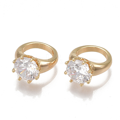 Brass Cubic Zirconia Charms X-KK-T038-389G-1