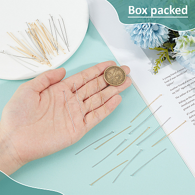 120Pcs 2 Colors Brass Flat Head Pins FIND-BC0019-23-1