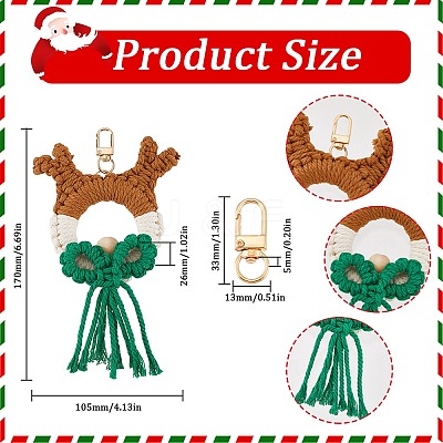 Christmas Theme DIY Handmade Woven Cotton Christmas Reindeer Keychain Making Kits DIY-SC0028-11-1