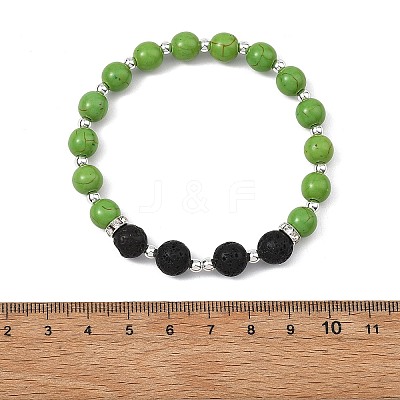 Natural & Synthetic Gemstone Round Beaded Stretch Bracelets for Women Men BJEW-JB13928-1