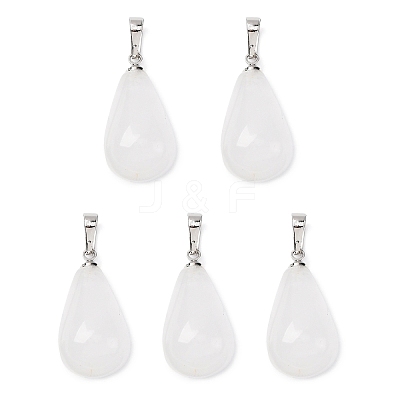 Teardrop Platinum Tone Brass Quartz Crystal Pendants G-F267-04I-1