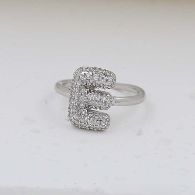 Brass Micro Pave Clear Cubic Zirconia Cuff Rings FS-WG17FF6-05-1