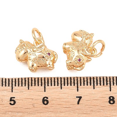 Brass Purple Velvet Rhinestone Charms KK-L274-08G-1