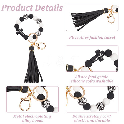 2Pcs Silicone with PU Leather Pendant Decorations HJEW-AN0001-01-1