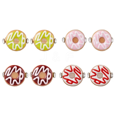 Donut Shape Lampwork Stud Earrings EJEW-JE05700-1