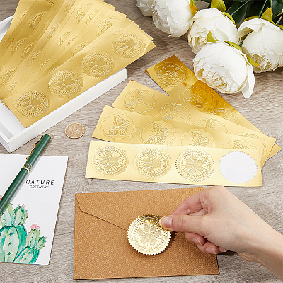 40 Sheets 4 Styles Plastic Self Adhesive Gold Foil Embossed Stickers DIY-CP0010-39-1