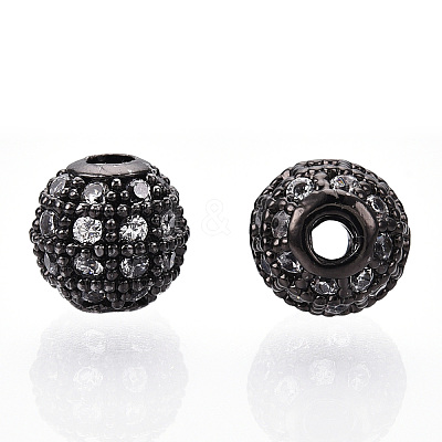 Rack Plating Brass Cubic Zirconia Beads ZIRC-S001-6mm-A01-1