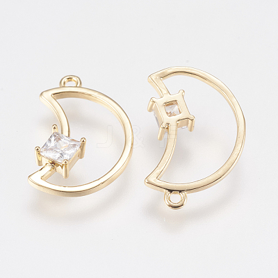 Brass Micro Pave Cubic Zirconia Charms KK-A144-017G-1